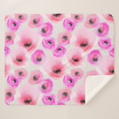 Couverture Sherpa Art numérique d'aquarelle rose Fleurs (Devant (Horizontal))