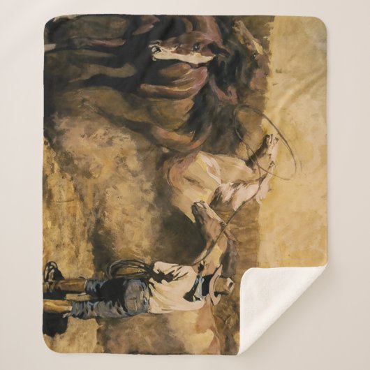 Couverture Sherpa Art occidental "Roping Palomino" par Maynard Dixon (Devant)