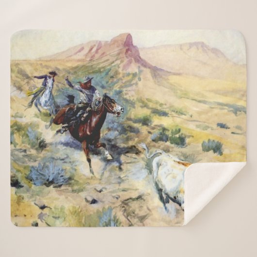 Couverture Sherpa Art occidental "The Quitter" par Charles M Russell (Devant (Horizontal))