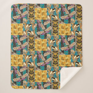 Couverture Sherpa Art papillon sarcelle et violet maximaliste vibran