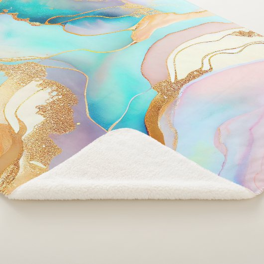 Couverture Sherpa Art parties scintillant abstrait en marbre pastel (3/4)