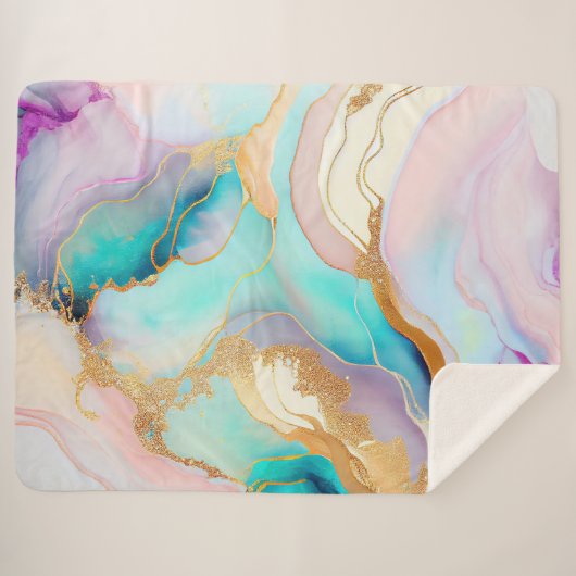 Couverture Sherpa Art parties scintillant abstrait en marbre pastel (Devant (Horizontal))