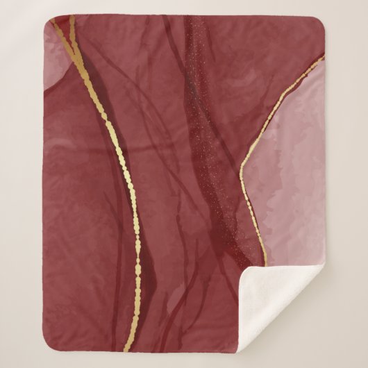 Couverture Sherpa Art Resin, marsala rouge foncé abstrait arrière -  (Devant)