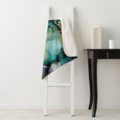 Couverture Sherpa Artabstracte turquoise d'alcool d'alcool noir, art (En situation)