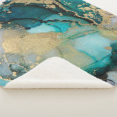 Couverture Sherpa Artabstracte turquoise d'alcool d'alcool noir, art (3/4)