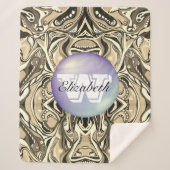 Couverture Sherpa Artdeco géométrique monogramme Motif vif (Devant)