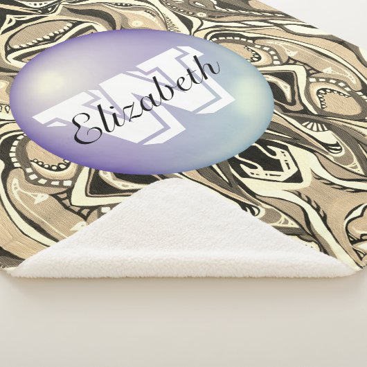 Couverture Sherpa Artdeco géométrique monogramme Motif vif (3/4)