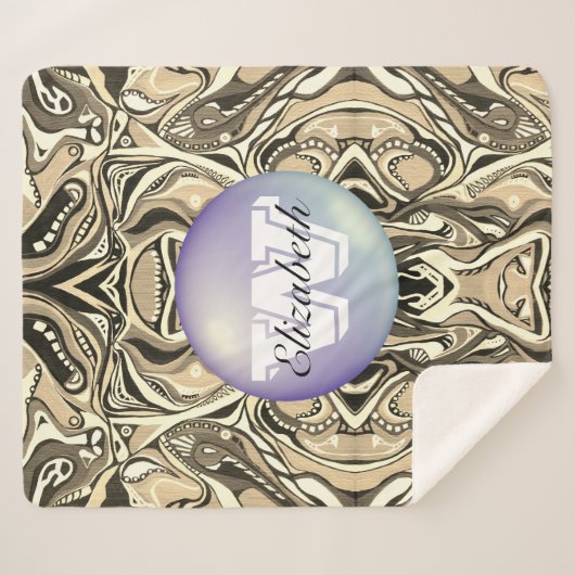 Couverture Sherpa Artdeco géométrique monogramme Motif vif (Devant (Horizontal))