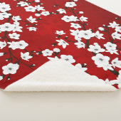 Couverture Sherpa Asie Floral blanc cerisier rouge (3/4)