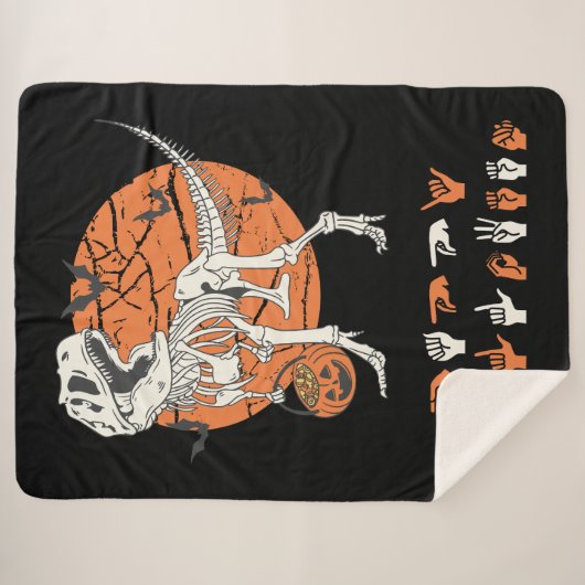 Couverture Sherpa ASL Halloween III joyeuse - belle saison Éffrayant (Devant (Horizontal))