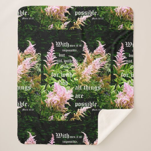 Couverture Sherpa Astilbe avec Mark 10:27 (Devant)