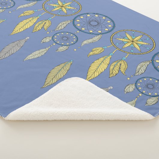 Couverture Sherpa Attrape-rêves Bleus et Jaunes (3/4)