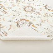 Couverture Sherpa Attrape-rêves plumes Boho crème (3/4)