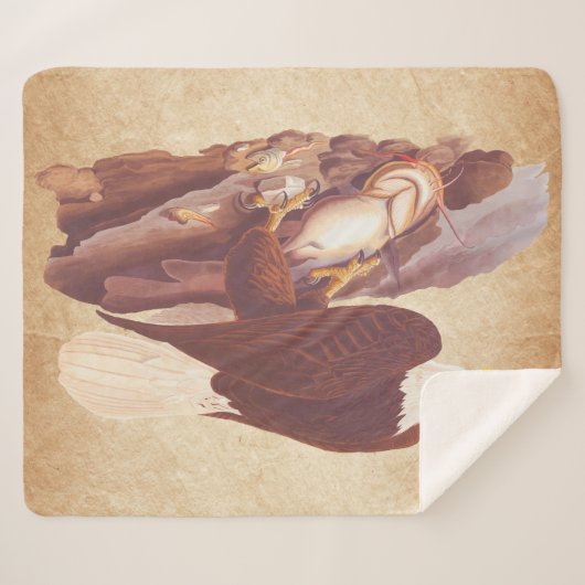 Couverture Sherpa Audubon Classic Bald Eagle avec poisson frais (Devant (Horizontal))