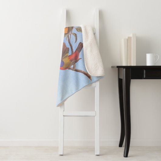 Couverture Sherpa Audubon Painted Bunting Birds is Wild Plum Tree (En situation)