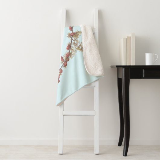 Couverture Sherpa Audubon's Purple Finch Trois oiseaux rouges en hiv (En situation)