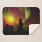 Couverture Sherpa Aurora boréale et arbres (Devant (Horizontal))