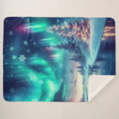 Couverture Sherpa aurora borealis/Noël/hiver (Devant (Horizontal))
