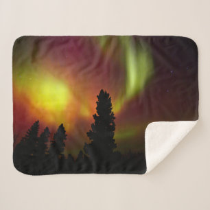 Couverture Sherpa Aurore Boréale et Arbres