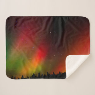 Couverture Sherpa Aurore boréale et arbres