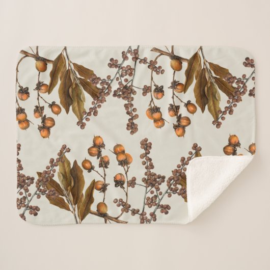 Couverture Sherpa Automne Automne Aquarelle Feuilles de feuillage (Devant (Horizontal))