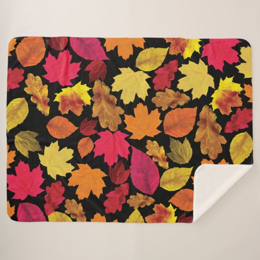 Couverture Sherpa Automne Automne Couleurs Feuille doux (Devant (Horizontal))