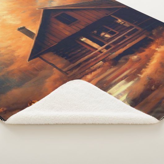 Couverture Sherpa Automne/Automne/Halloween/Peinture rustique (3/4)