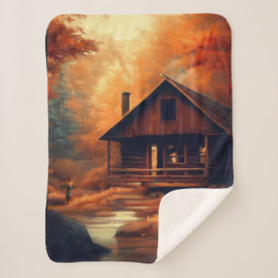 Couverture Sherpa Automne/Automne/Halloween/Peinture rustique