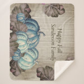 Couverture Sherpa Automne Bleu Citrouille Russe Cute Gray Bois (Devant)