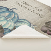Couverture Sherpa Automne Bleu Citrouille Russe Cute Gray Bois (3/4)