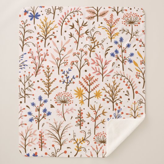 Couverture Sherpa Automne Floral Motif sans couture. Doodle Plante,  (Devant)