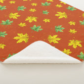 Couverture Sherpa Automne Jaune et Feuilles verts (3/4)