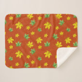 Couverture Sherpa Automne Jaune et Feuilles verts (Devant (Horizontal))