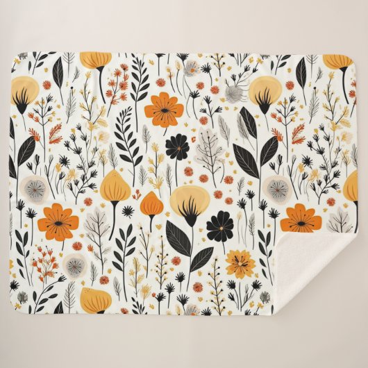 Couverture Sherpa Automne Moderne Boho Automne Botanique Floral (Devant (Horizontal))
