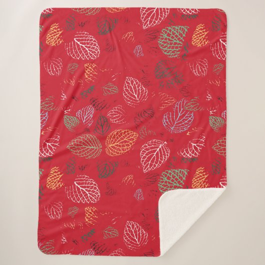 Couverture Sherpa Automne, Motif Feuille (Devant)
