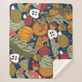 Couverture Sherpa Automne, pois, vintage, motif sans soudure.