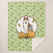 Couverture Sherpa Automne Sibérie Husky (rouge) Citrouille mignonne  (Devant)