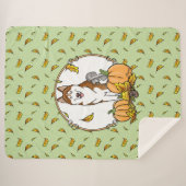 Couverture Sherpa Automne Sibérie Husky (rouge) Citrouille mignonne  (Devant (Horizontal))