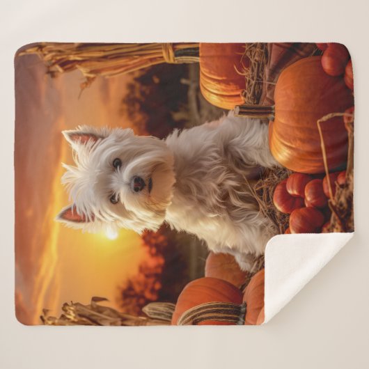 Couverture Sherpa Automne Westie (Devant (Horizontal))