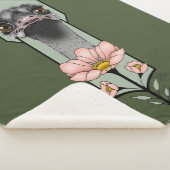 Couverture Sherpa Autruche Rose Fleurs Vert Olive Art Déco (3/4)