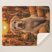 Couverture Sherpa Autumn Yellow Lab Pup (Devant (Horizontal))