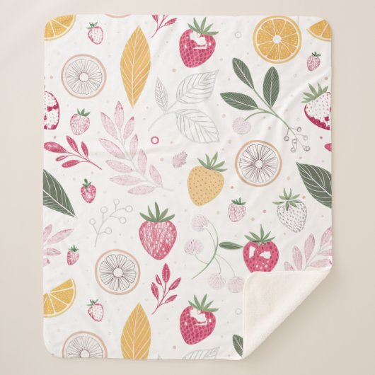 Couverture Sherpa aux Fraises Douces – Moyenne (Devant)