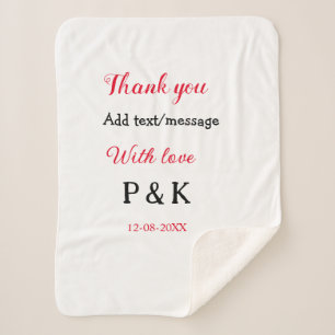 Couverture Sherpa Avec amour ajoutez lettre du nom du couple merci a
