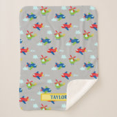 Couverture Sherpa Avions, Hélicoptères & Nuages Artwork Lt Grey, Nom (Devant)