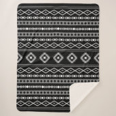 Couverture Sherpa Aztec blanc gris noir Motifs mélangés Motif (Devant)