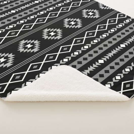Couverture Sherpa Aztec blanc gris noir Motifs mélangés Motif (3/4)