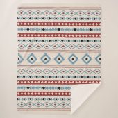 Couverture Sherpa Aztec Blue Red Black Cream Mixte Motifs Motif (Devant)