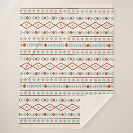 Couverture Sherpa Aztec Formes Motif rouille crème Turquoise (Devant)