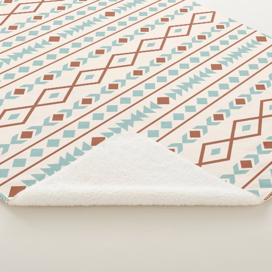 Couverture Sherpa Aztec Formes Motif rouille crème Turquoise (3/4)