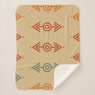Couverture Sherpa Aztec Géométrique Bleu Et Orange Tribal Sud-Ouest